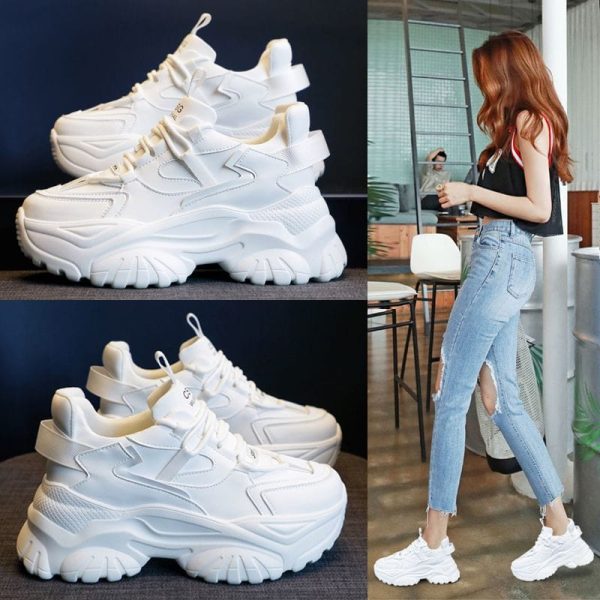 Ladies Trending White Sneaker's - Image 9